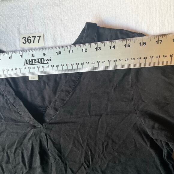 Old Navy Women Tunic Blouse size L Long Sleeve V-neck Rayon Cotton Blend Black - Picture 2 of 9